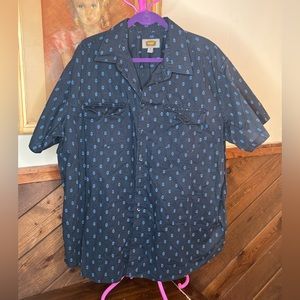 Big & Tall The Foundry Short Sleeve Button Down Navy Blue Shirt 2XL